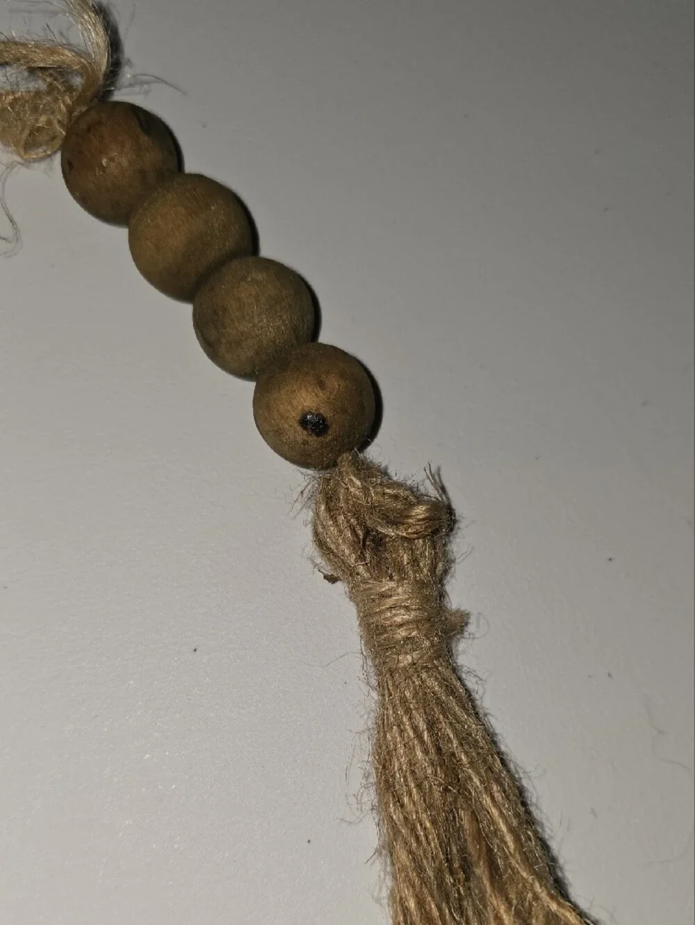 Natural Brown Wood Bead With Jute Tassel